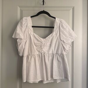 White puff sleeve top